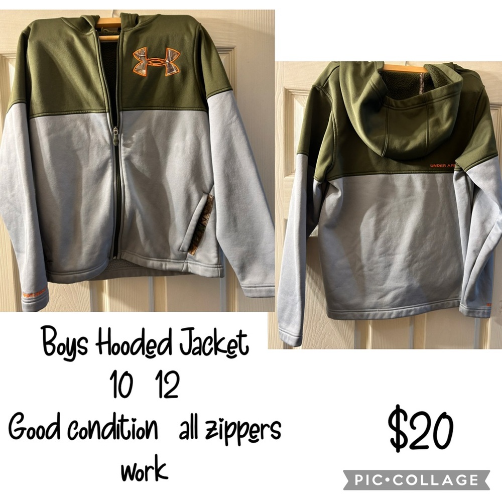 Under Armour Kids Hooded Jacket - Olive and Gray